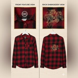 Wonder Nation Red Plaid Flannel Shirt - Girl’s 10-12
